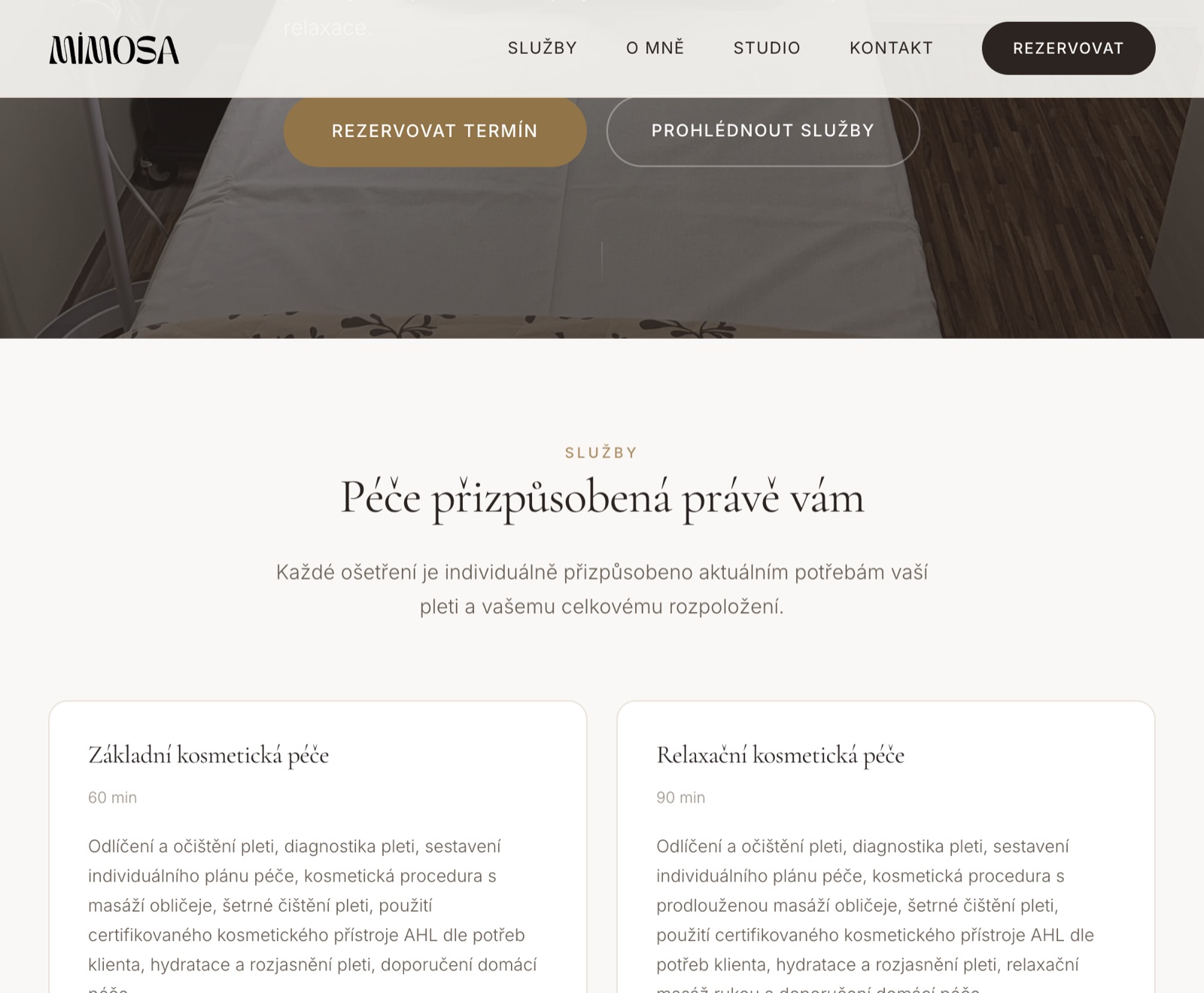 kosmetika-mimosa.cz — služby (desktop)