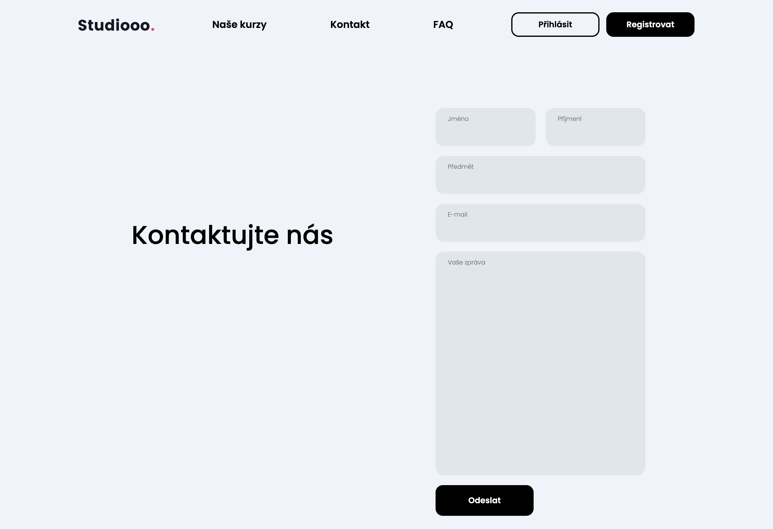 Studiooo — kontakt (desktop)