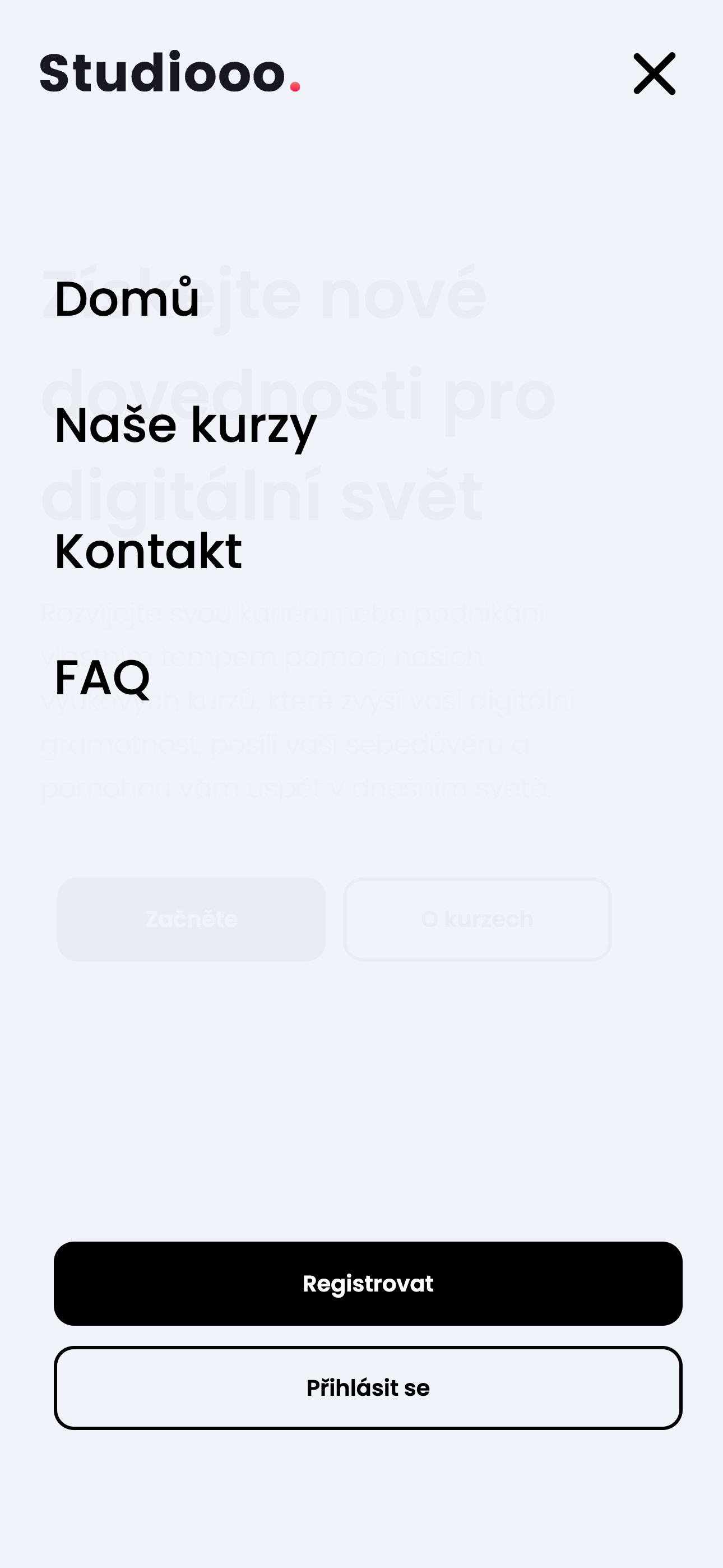 Studiooo — menu (mobil)